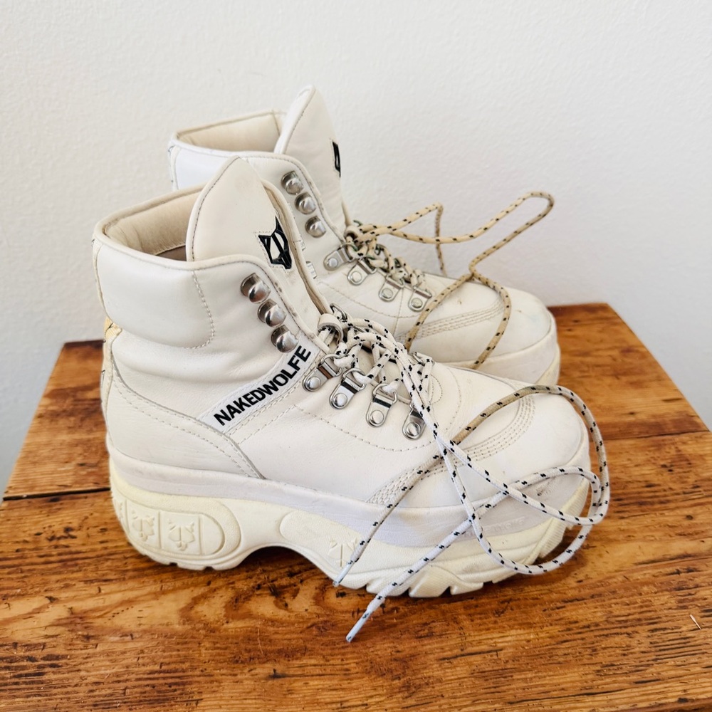 Naked Wolfe Cream Platform Shoes